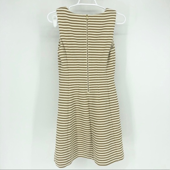 LILY PULITZER BRIELLE METALLIC STRIPE FLARE DRESS TANK DRESS GOLD CREAM - Picture 4 of 8